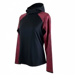BlackStrap Therma Hooded Baselayer Top - Women's Black/Red Floral Sleeve Medium